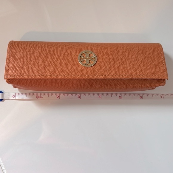 Tory Burch Small Leather Eyeglasses Case Orange with Gold-Tone Logo Hardware main image 5